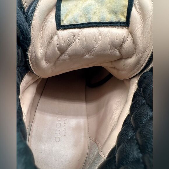 Gucci Apollo GG Monogram Canvas Black Leather Samoa Trip Combat Boots EU 40 US10 - Picture 11 of 13